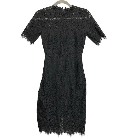 Lulus Dresses & Skirts - Lulus Black Lace Overlay Cut Out Midi Short Sleeves Dress Size XS